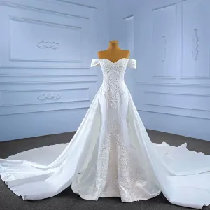 Vintage Mermaid Satin Wedding Dresses with Detachable Skirt