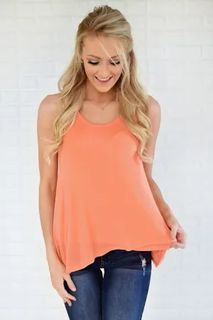 Wander On Tank Top ~ Coral