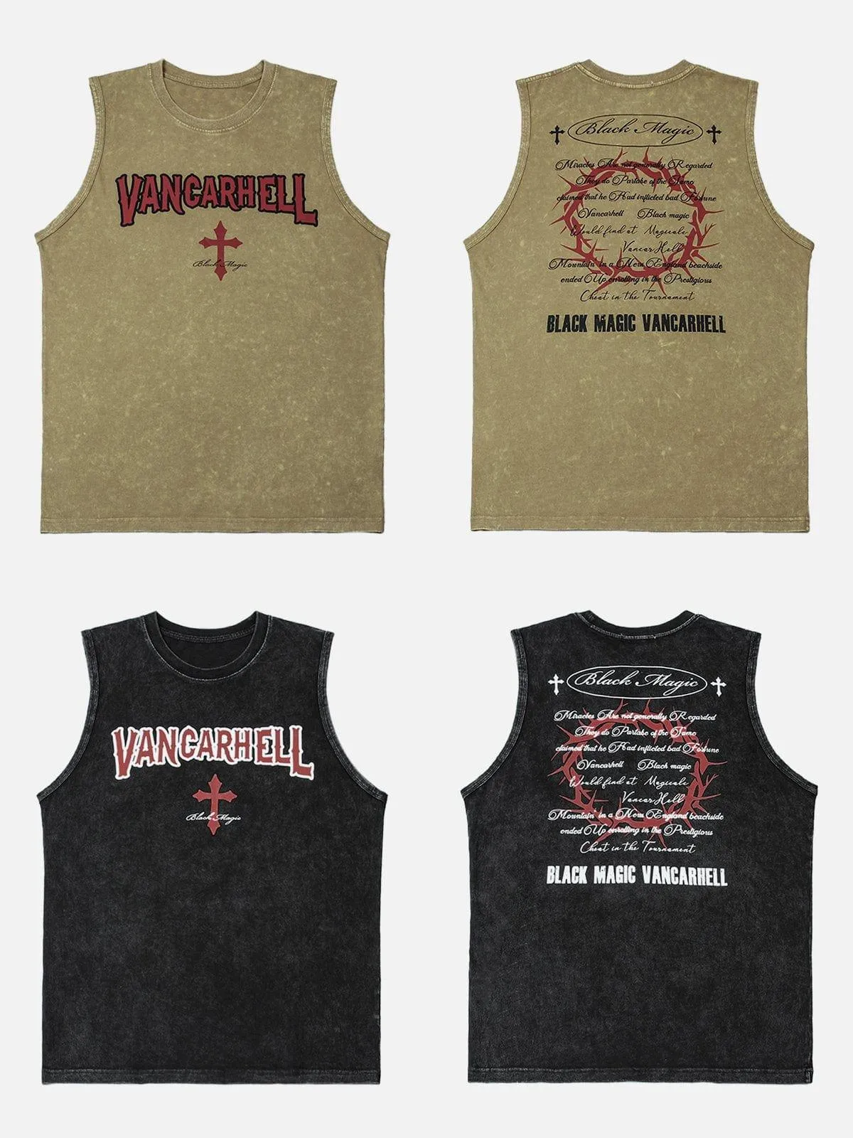 Washed Letters Print Vest