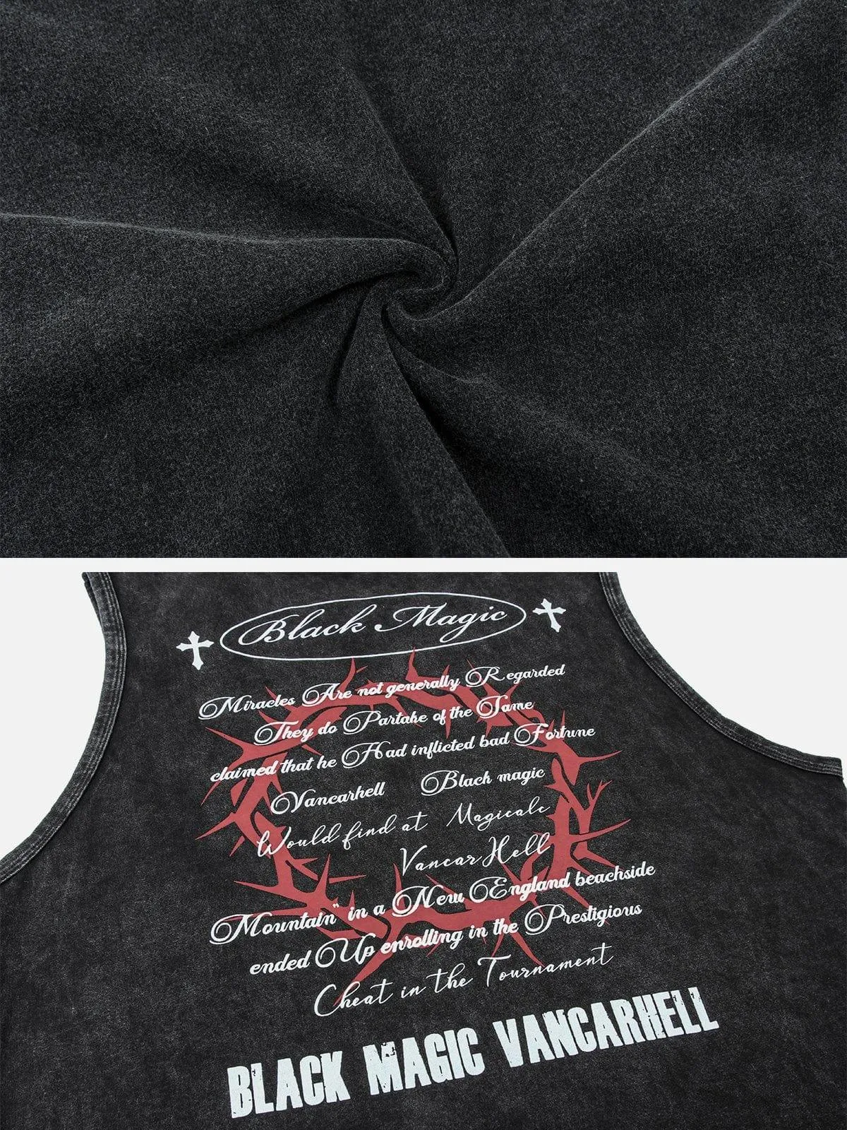 Washed Letters Print Vest