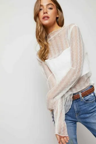 Wavy Dot Mesh Sheer Layering Top