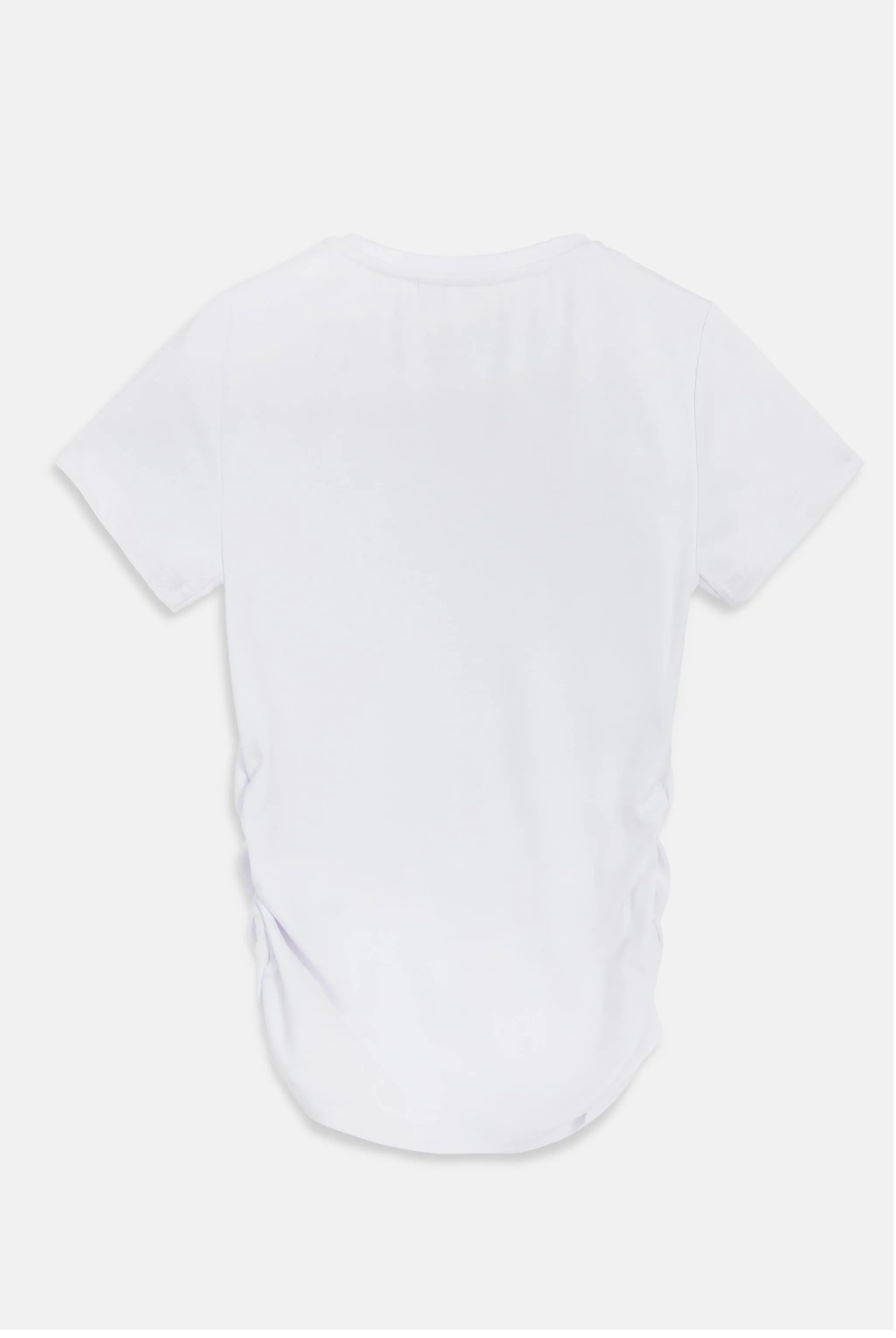 WHITE JERSEY DIAMANTÉ RUCHED TEE
