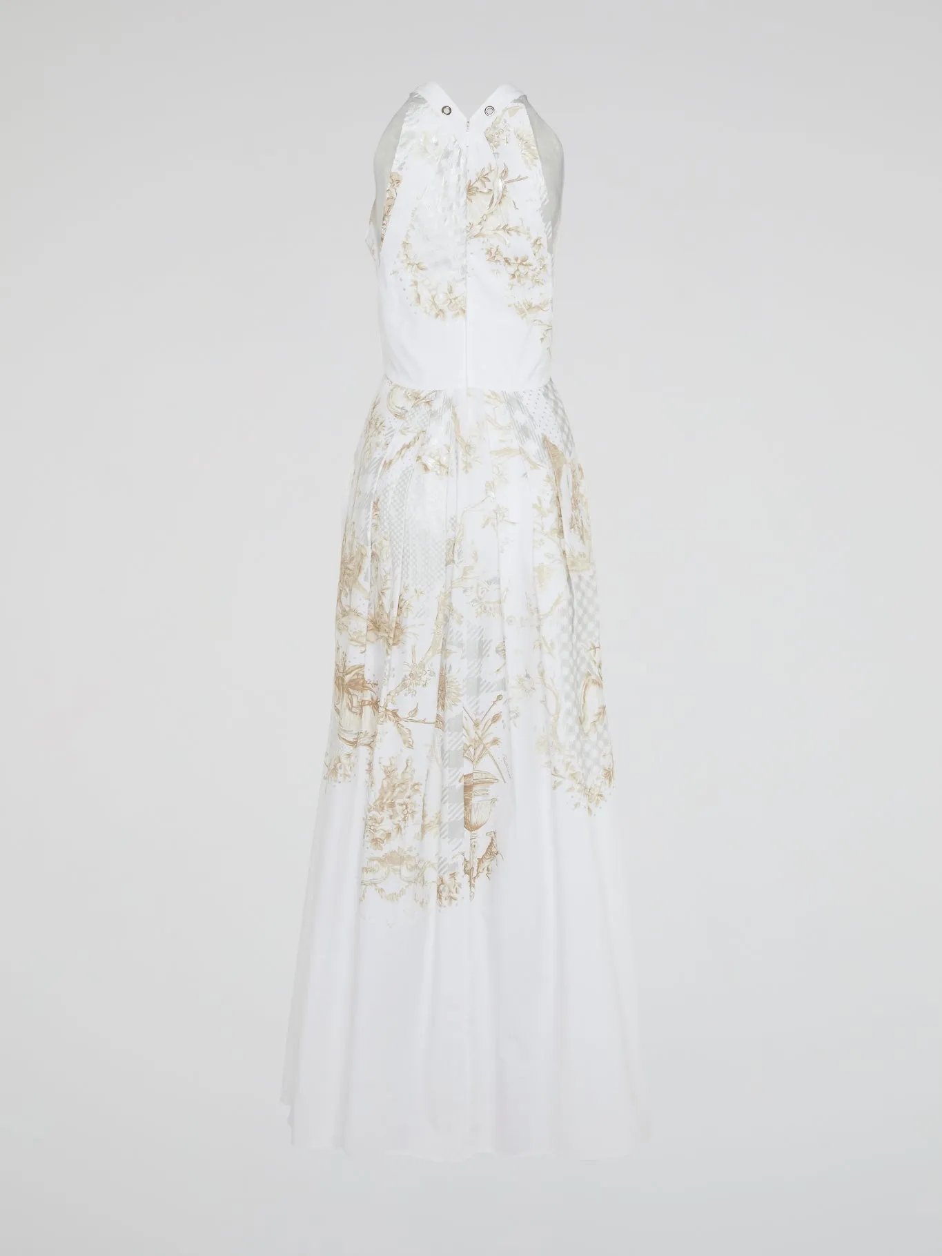 White Printed Lace Up Maxi Dress
