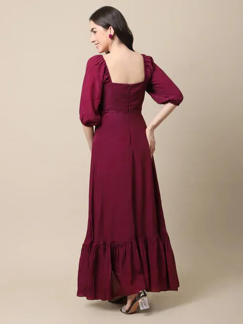 Wine Ruffle Dress