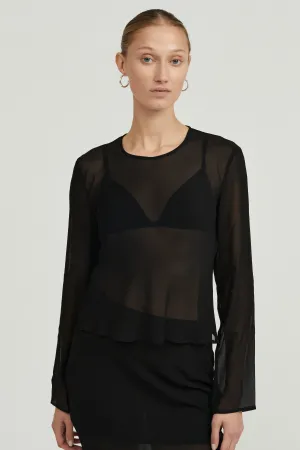 WISTERIA SHEER BIAS BLOUSE | BLACK