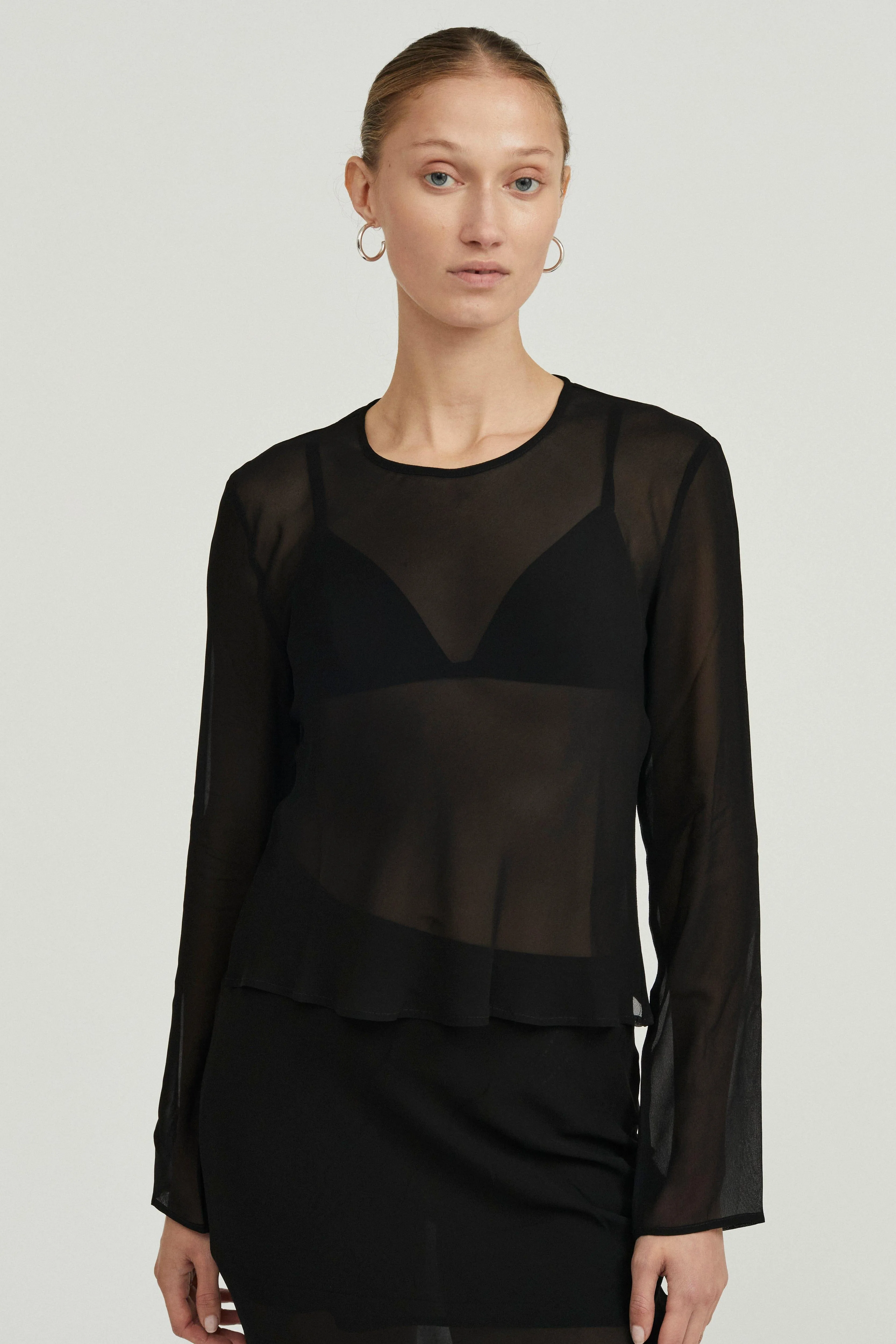 WISTERIA SHEER BIAS BLOUSE | BLACK