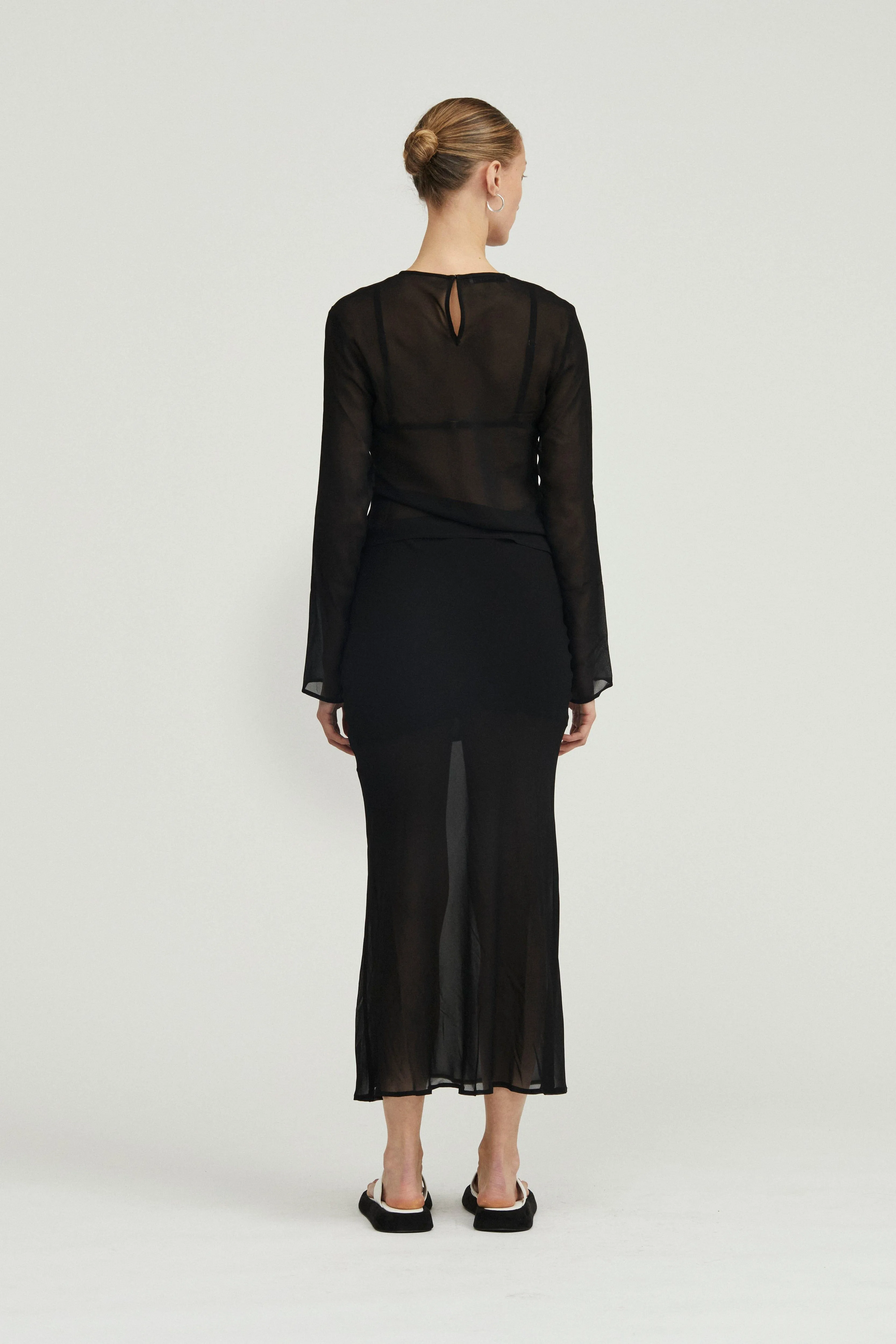 WISTERIA SHEER BIAS BLOUSE | BLACK