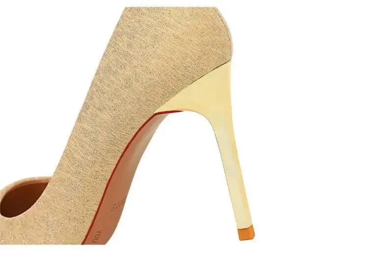 Women Pumps Fashionable Silk Satin Pointed-toe Mujer Shoes Wrap-toe Shallow High Heels Pumps Ladies Annual Meeting Shoe