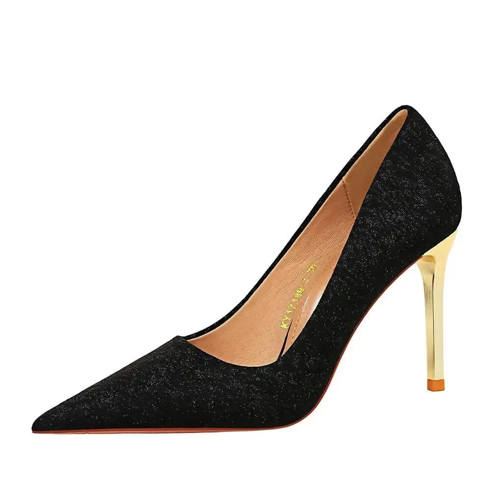 Women Pumps Fashionable Silk Satin Pointed-toe Mujer Shoes Wrap-toe Shallow High Heels Pumps Ladies Annual Meeting Shoe