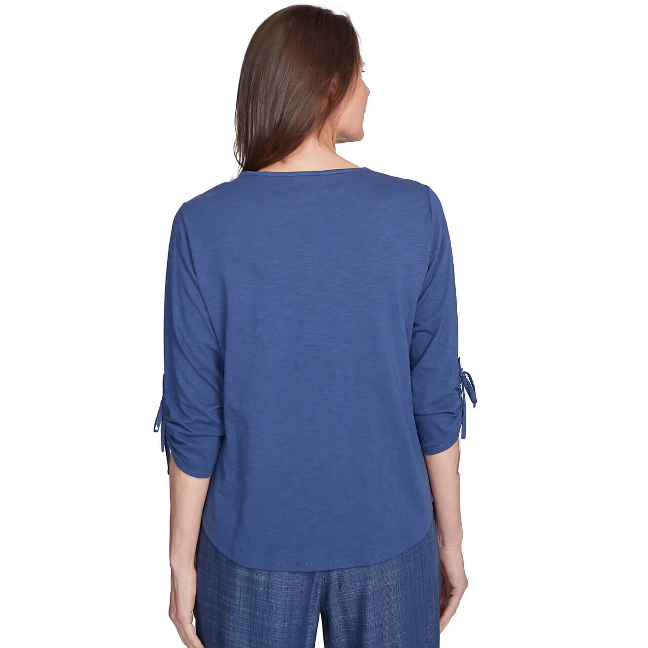 Women's Embroidery Centered Tie Sleeve Top - 98451
