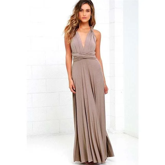 Women's Multiway Wrap Convertible Dress Boho Maxi Club Red Dress