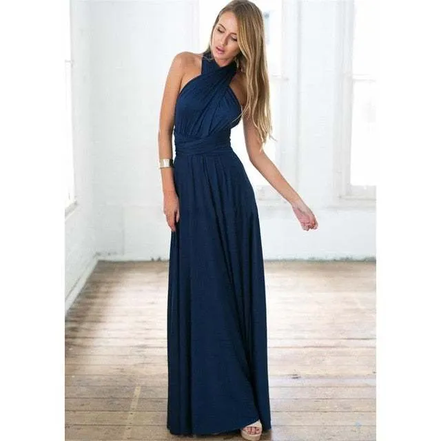 Women's Multiway Wrap Convertible Dress Boho Maxi Club Red Dress