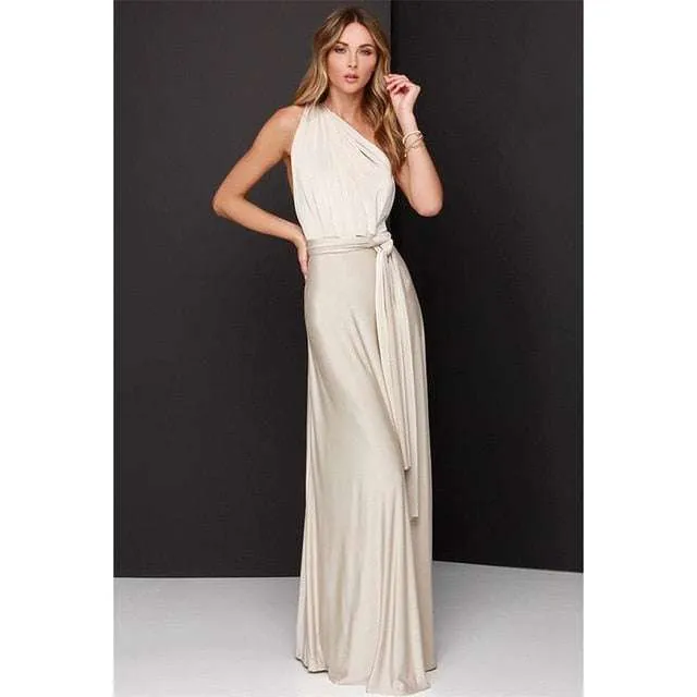 Women's Multiway Wrap Convertible Dress Boho Maxi Club Red Dress