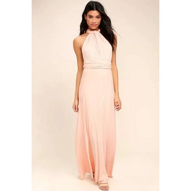 Women's Multiway Wrap Convertible Dress Boho Maxi Club Red Dress