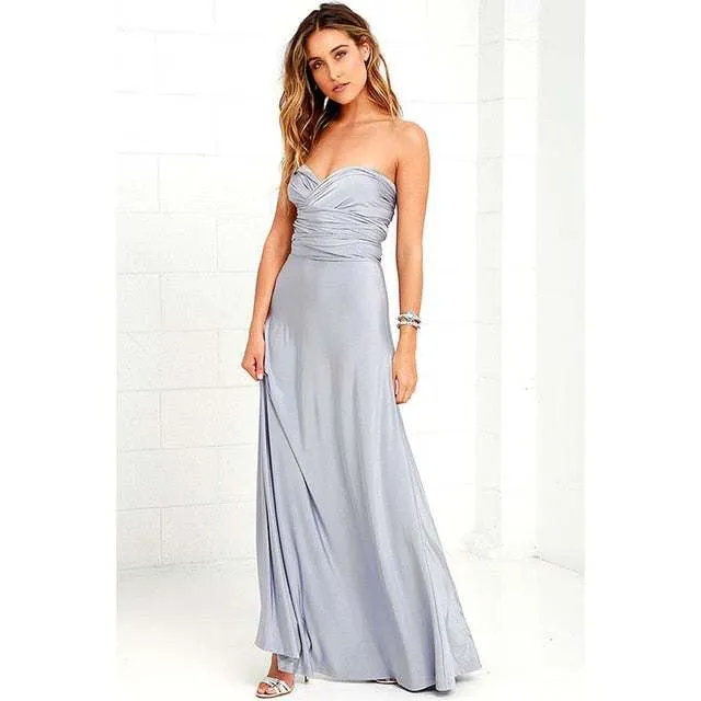 Women's Multiway Wrap Convertible Dress Boho Maxi Club Red Dress