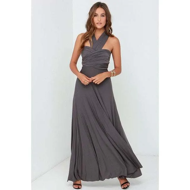 Women's Multiway Wrap Convertible Dress Boho Maxi Club Red Dress