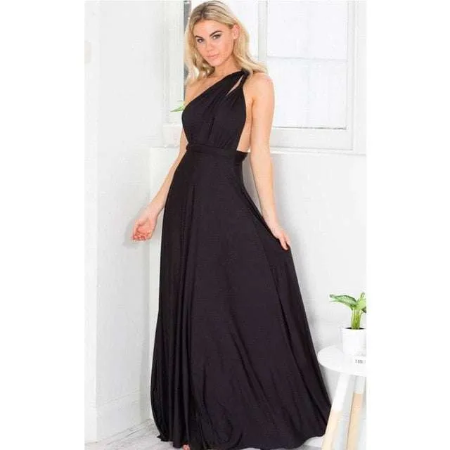 Women's Multiway Wrap Convertible Dress Boho Maxi Club Red Dress