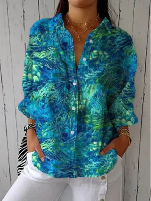 Women's Peacock Feather Print Shirt