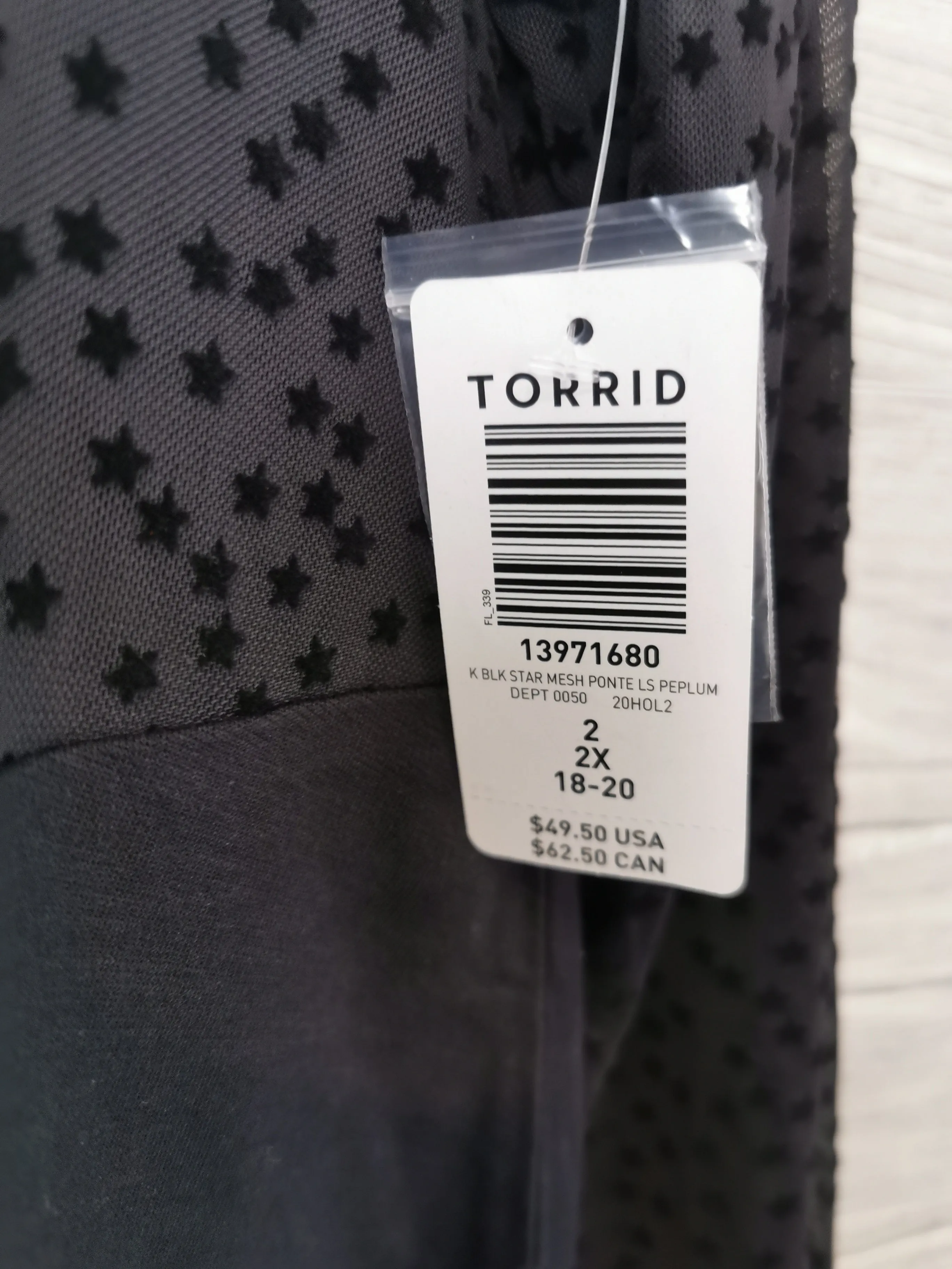 WOMENS PLUS SIZE 2X (18-20) TORRID, Black Sheer Dress Top NWT B20