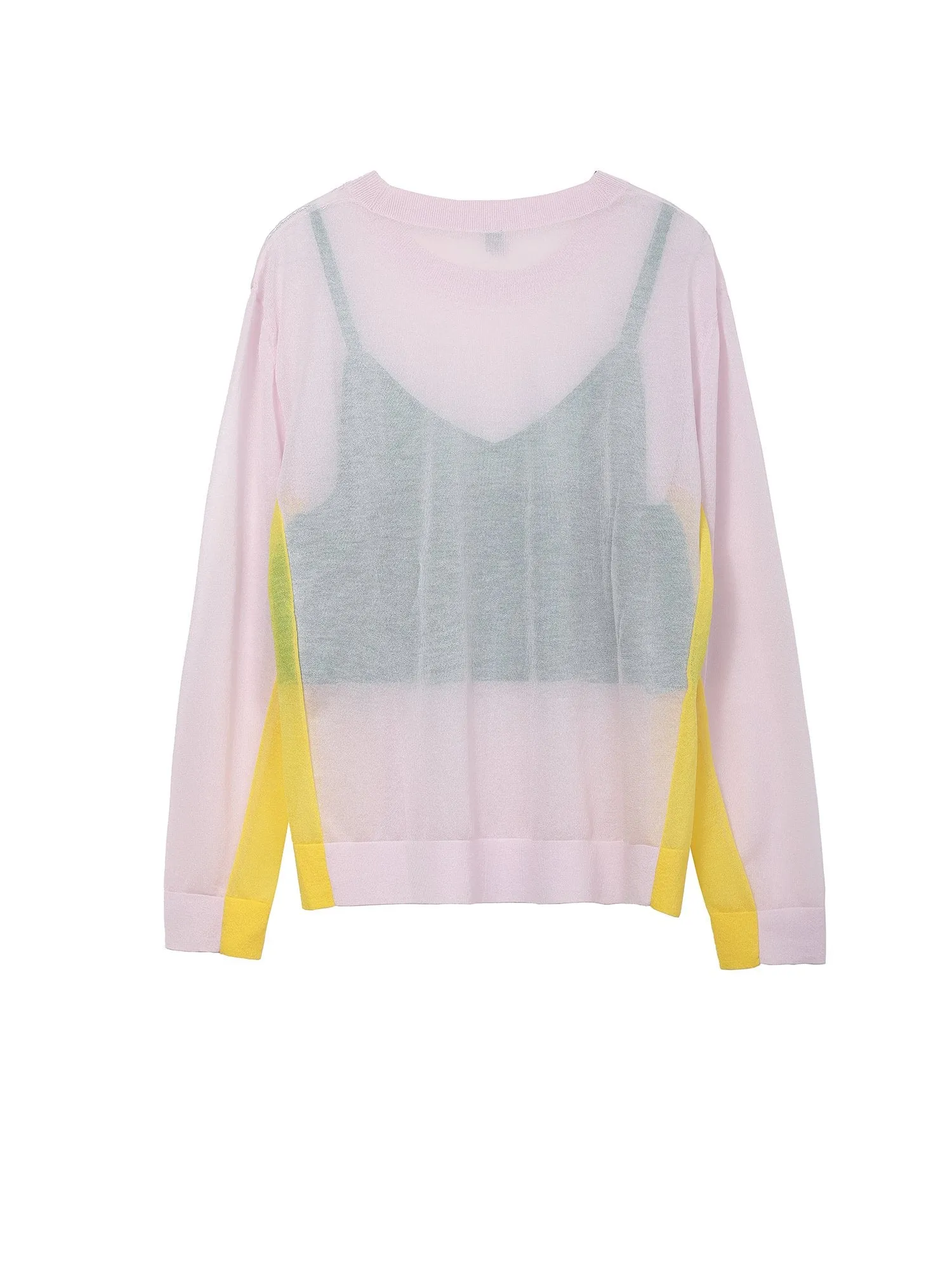 Women's Sexy Color Block Sheer Net long Sleeve blouse Top