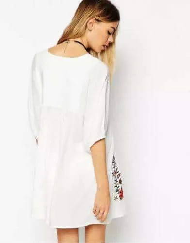 Women's Vintage Embroidered Mini Dress