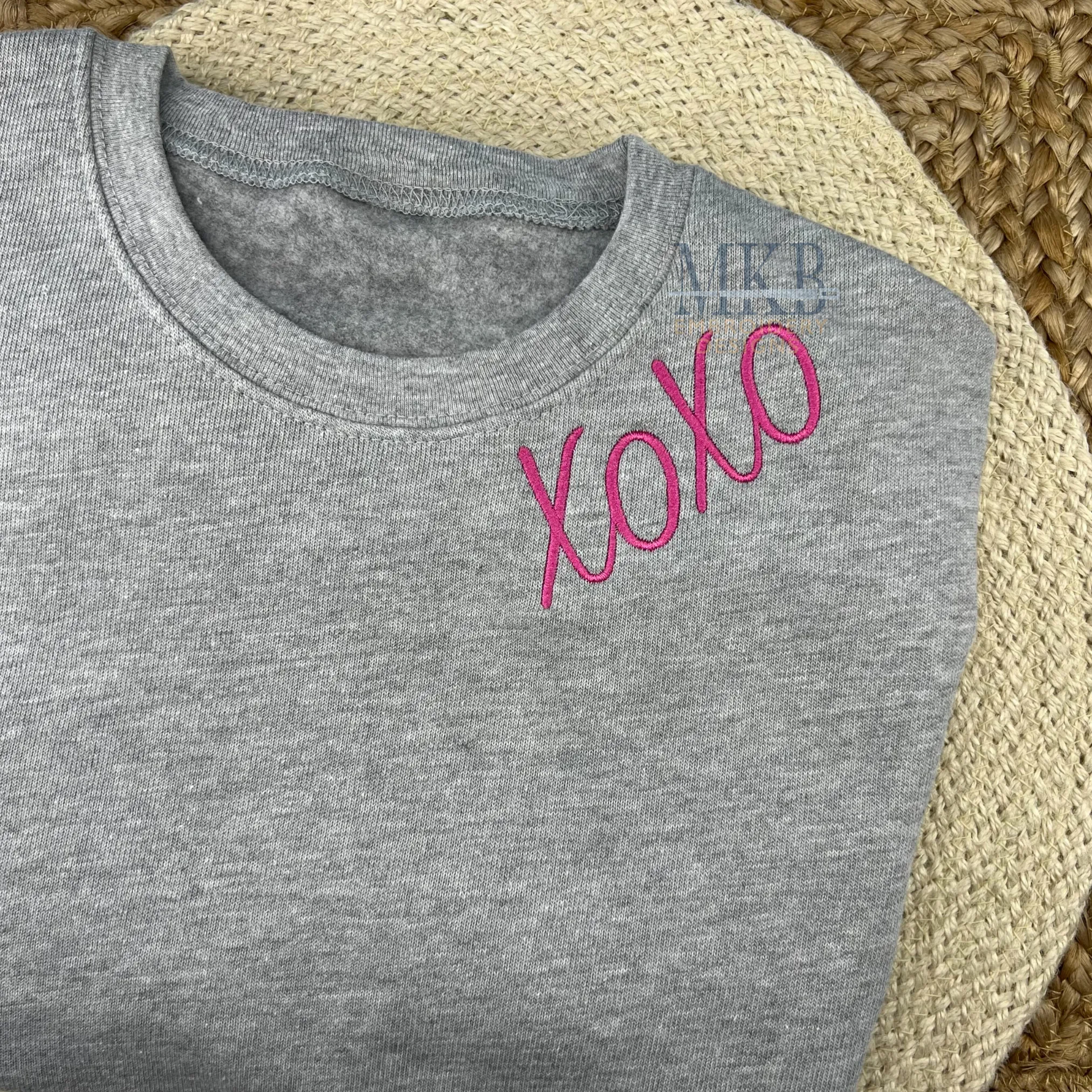 XOXO Neckline Satin Stitch Embroidery Design, Machine Embroidery Design File