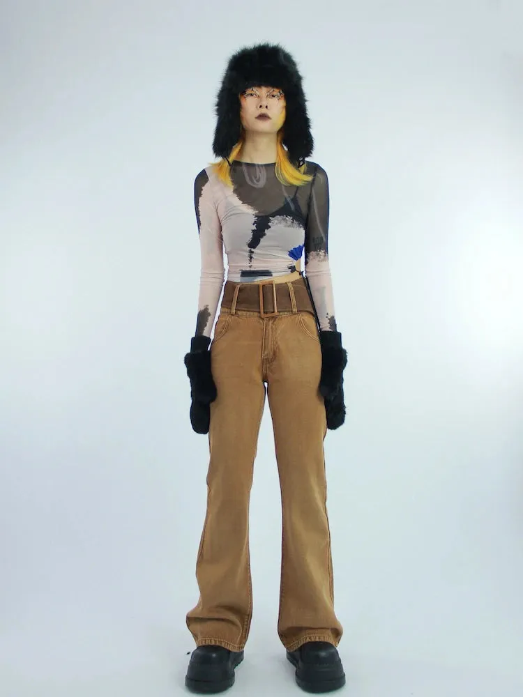 Y2K Cut Out Mesh Top