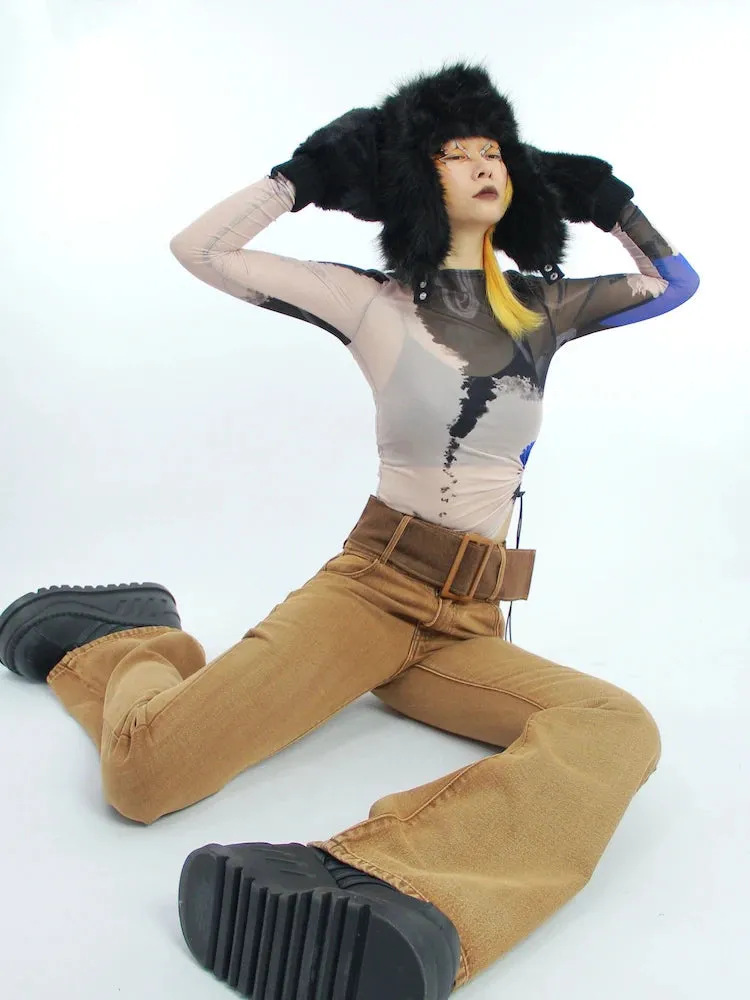 Y2K Cut Out Mesh Top
