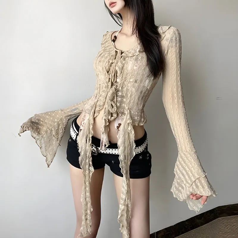 Y2K Fairy Frilled Sheer Top