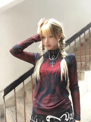 Y2K Goth Mesh Top