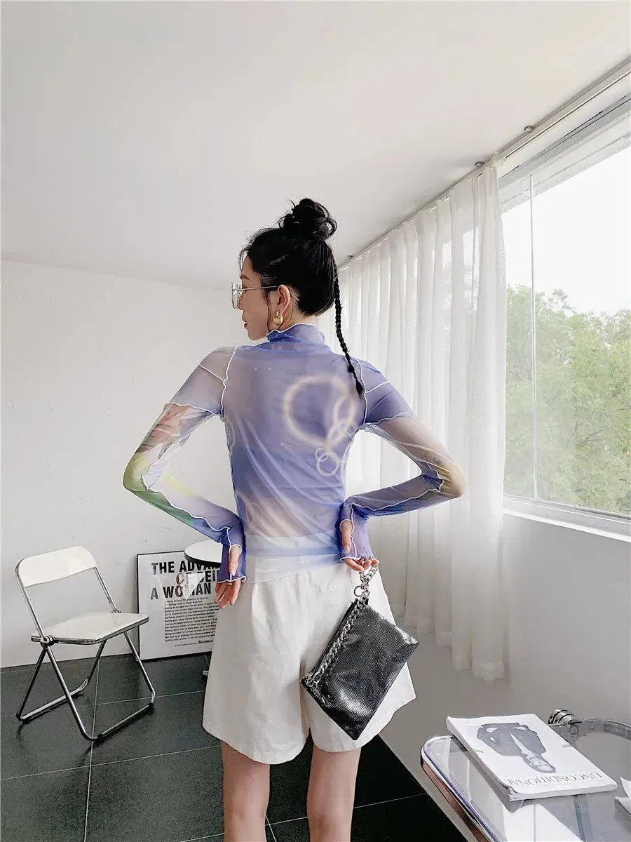Y2K Minecraft Sheer Mesh Top