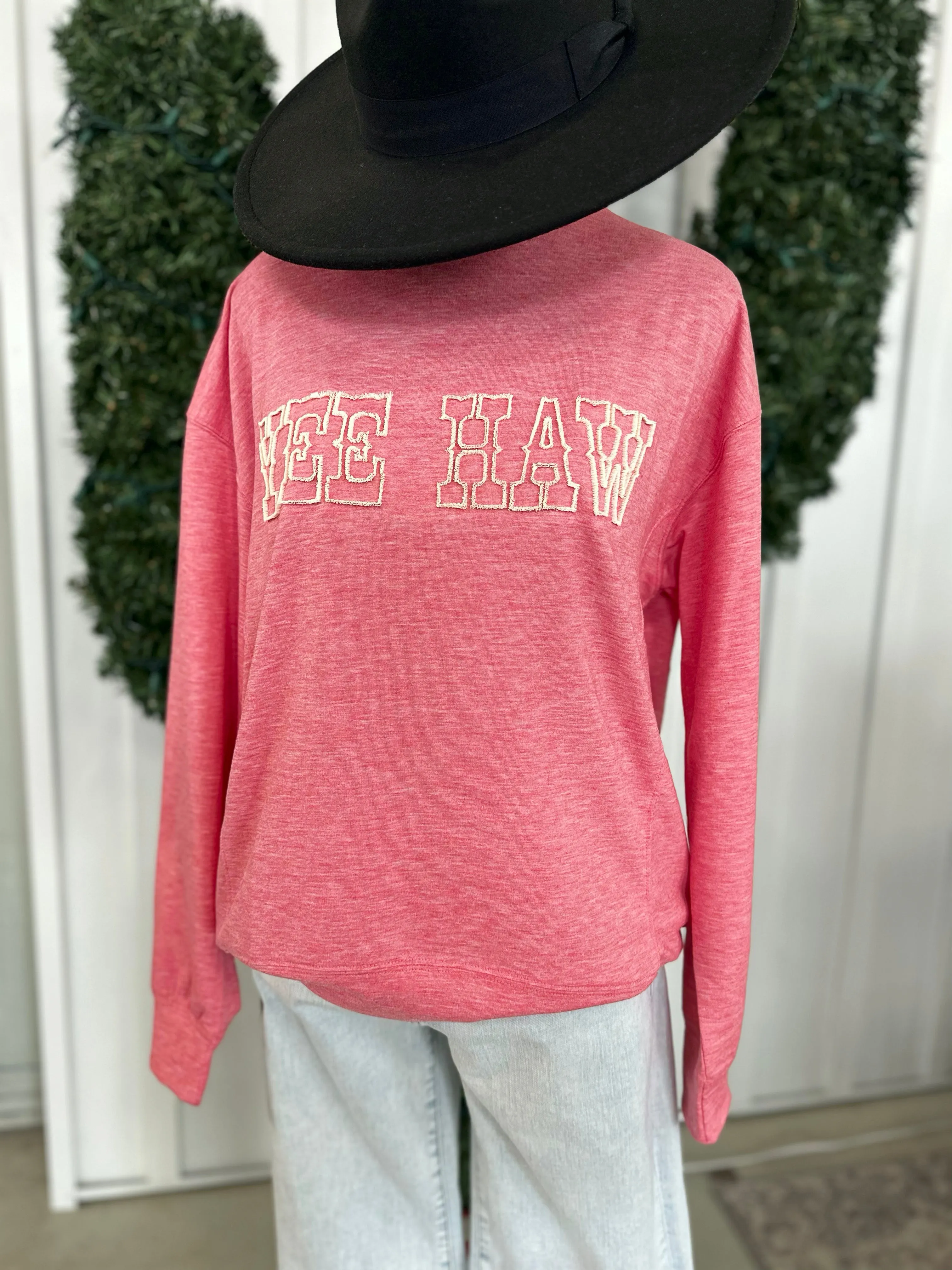 Yee Haw 3D Embroidered Ls Tee