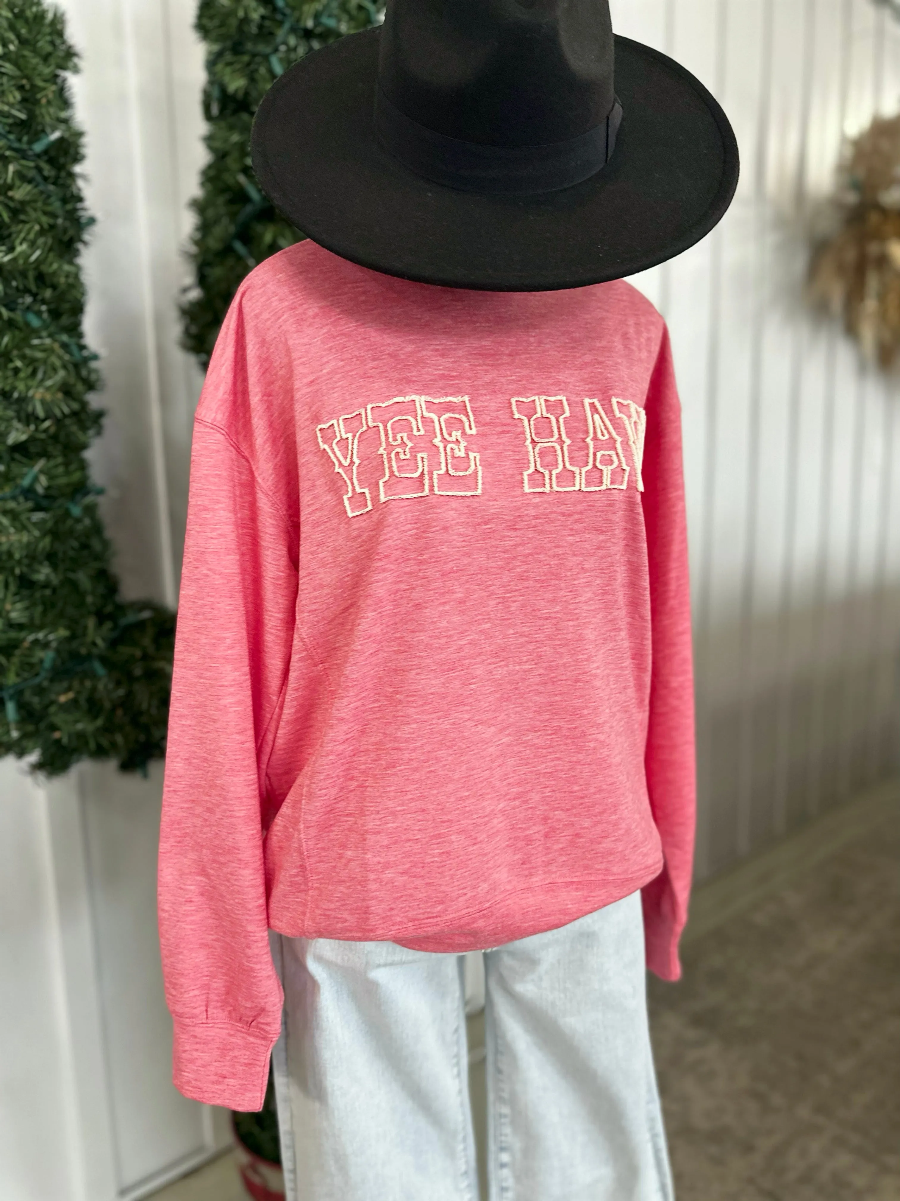 Yee Haw 3D Embroidered Ls Tee