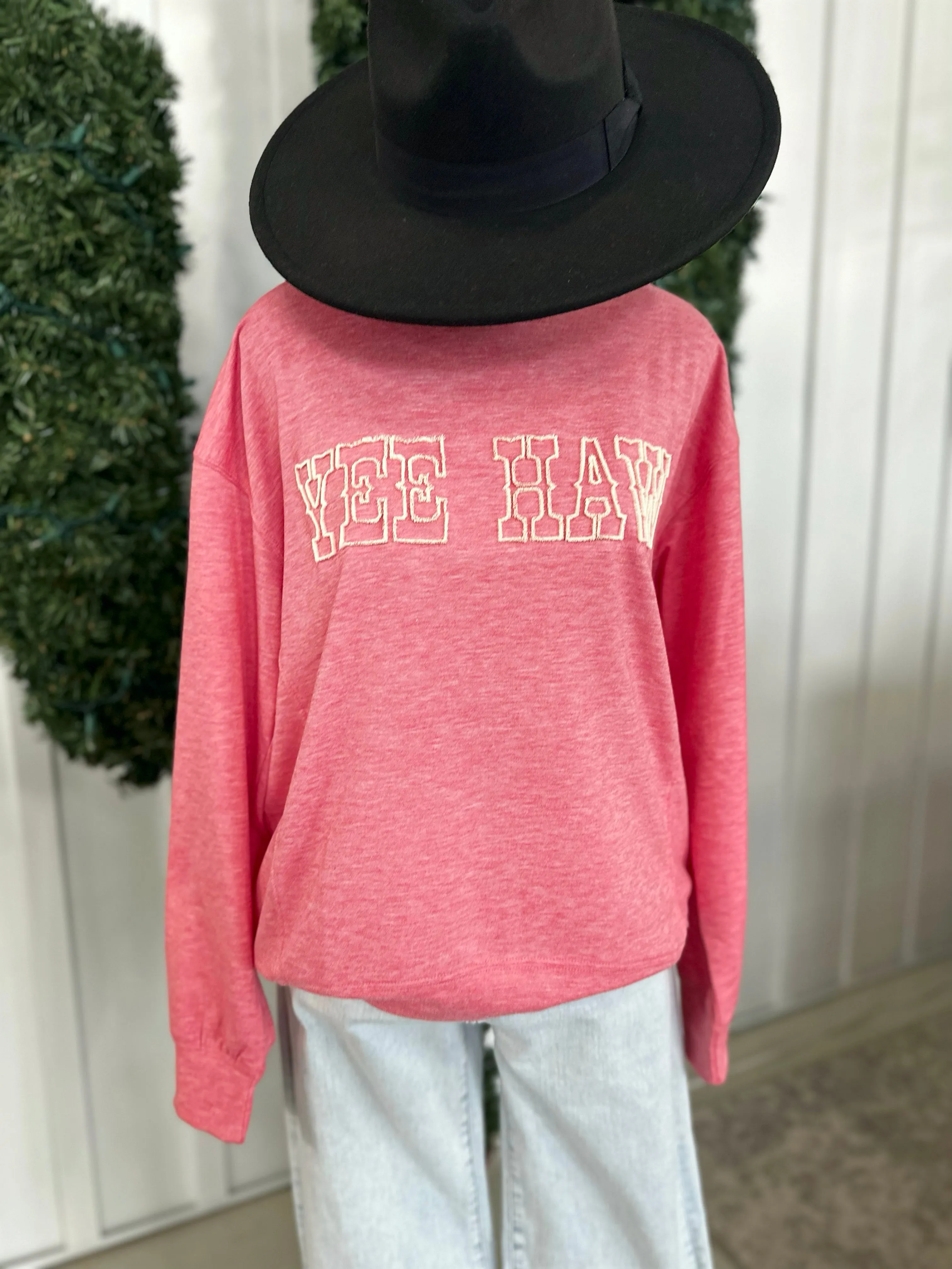 Yee Haw 3D Embroidered Ls Tee