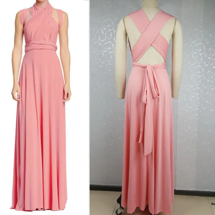 ZKY Summer Sexy Women Maxi Dress Red Beach Long Dress Multiway Bridesmaids Convertible Wrap Dresses Robe Longue Femme