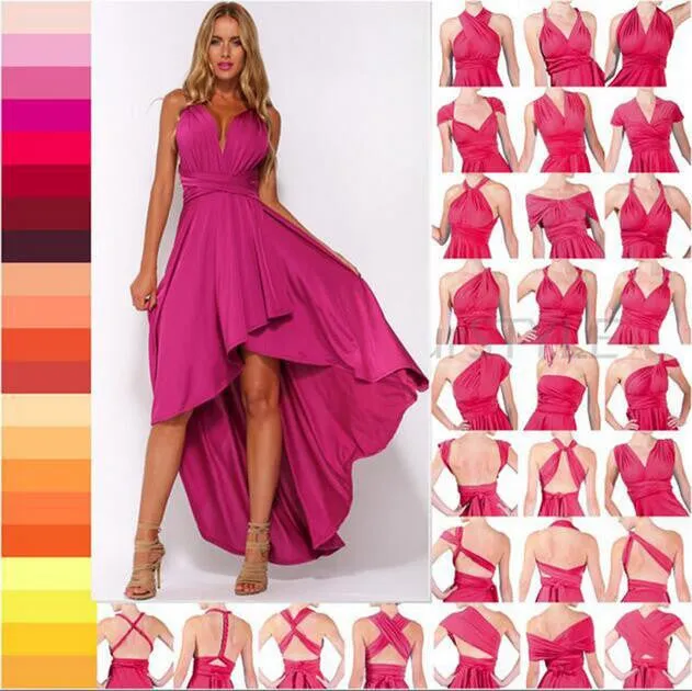 ZKY Summer Sexy Women Maxi Dress Red Beach Long Dress Multiway Bridesmaids Convertible Wrap Dresses Robe Longue Femme