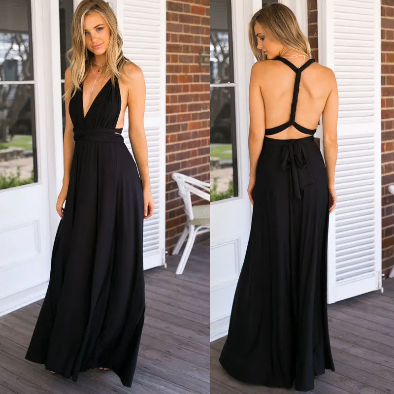 ZKY Summer Sexy Women Maxi Dress Red Beach Long Dress Multiway Bridesmaids Convertible Wrap Dresses Robe Longue Femme