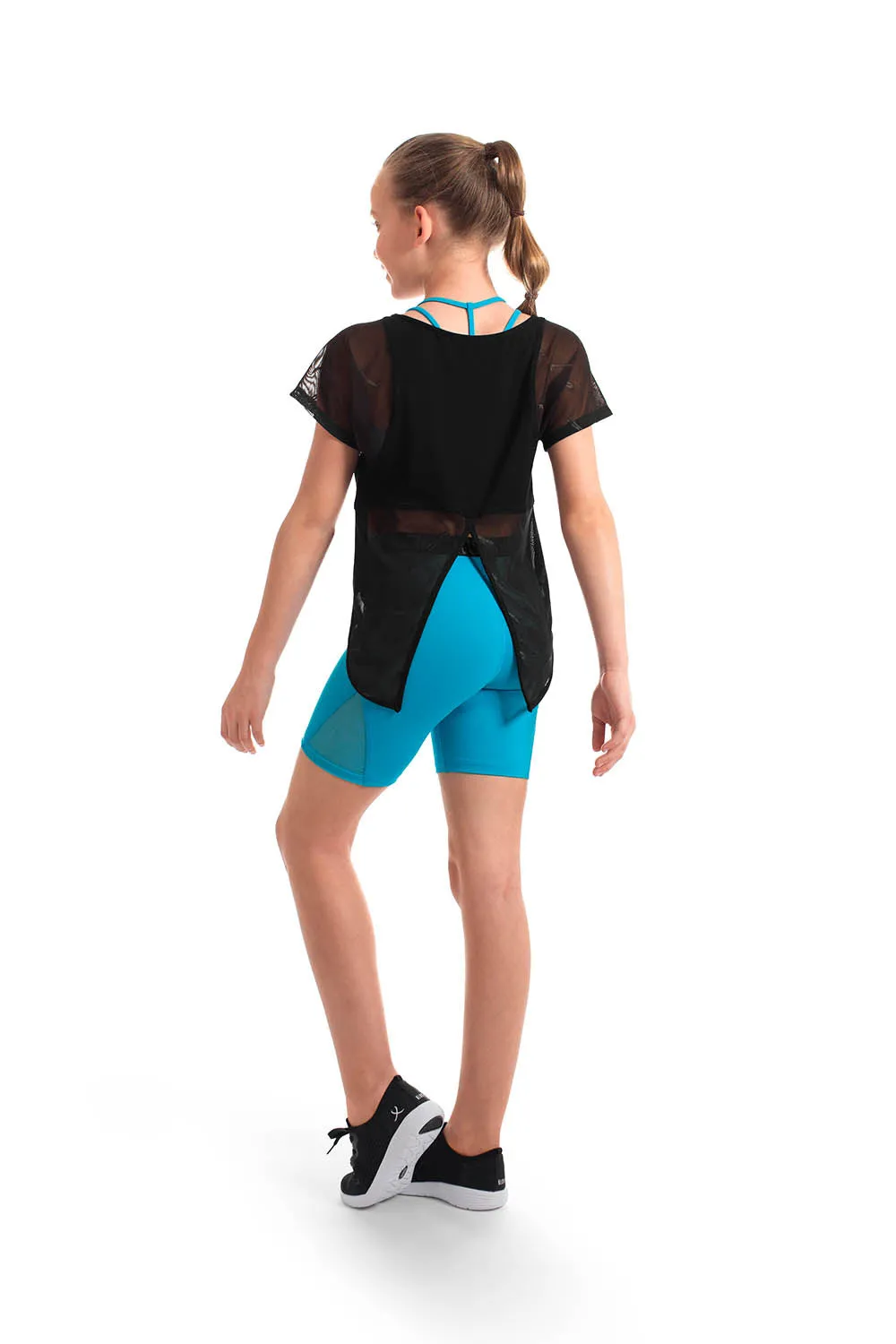 ZS55069G - Bloch Monique Branded Mesh Tie Back Girls Tee