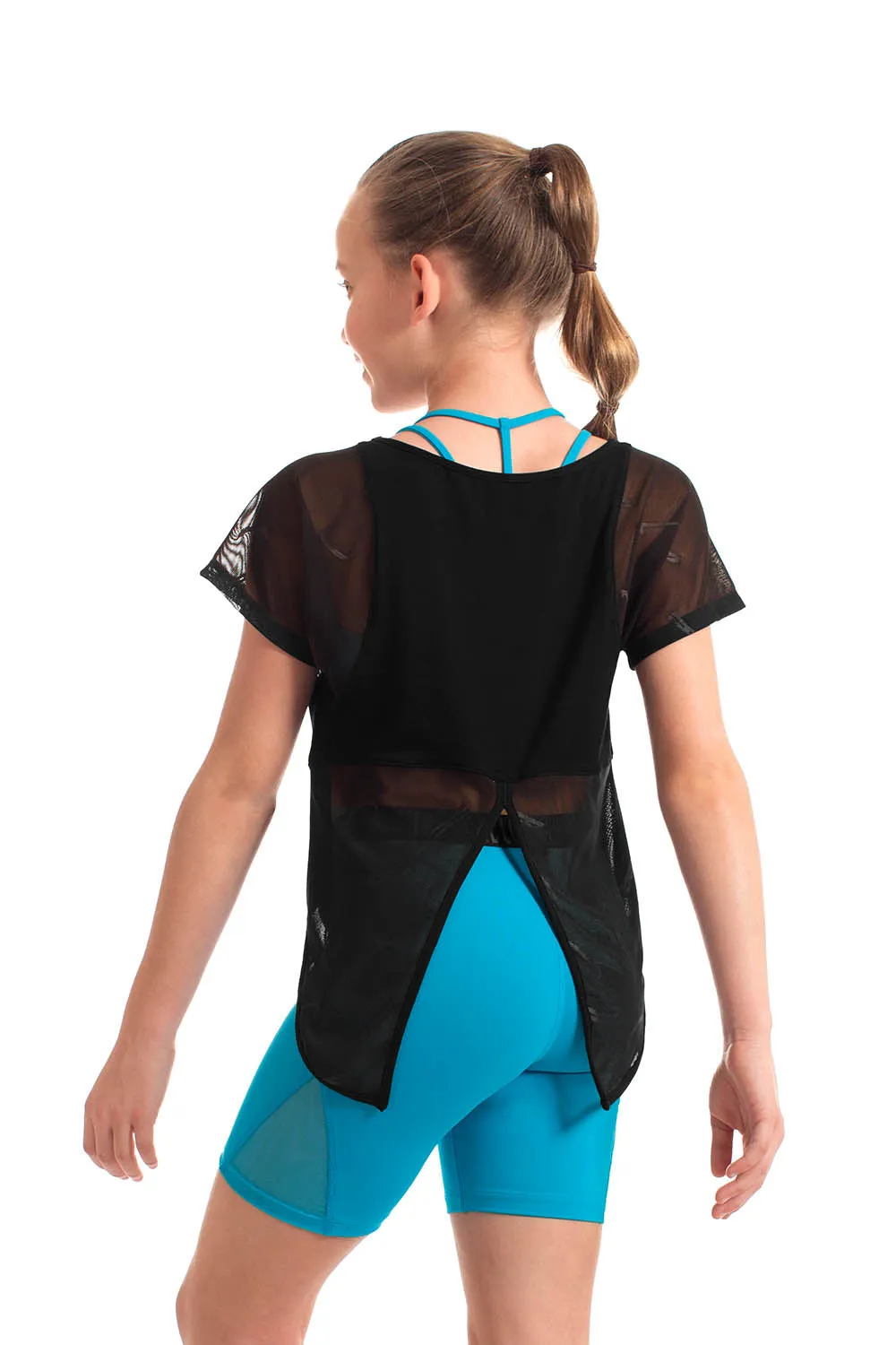ZS55069G - Bloch Monique Branded Mesh Tie Back Girls Tee